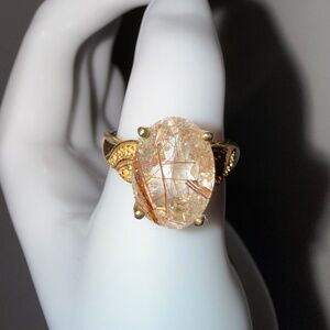 Clear Quartz with gold band ring